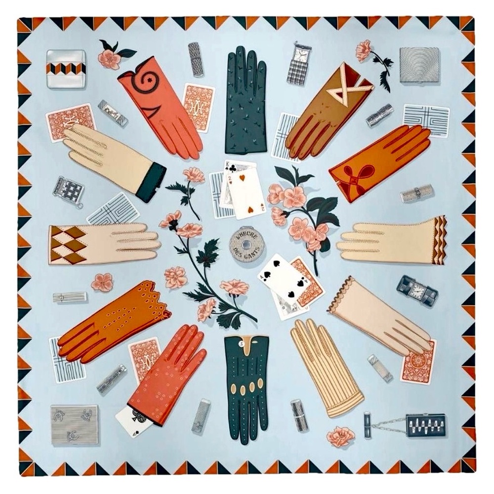 Hermes L'Heure des Gants scarf 90